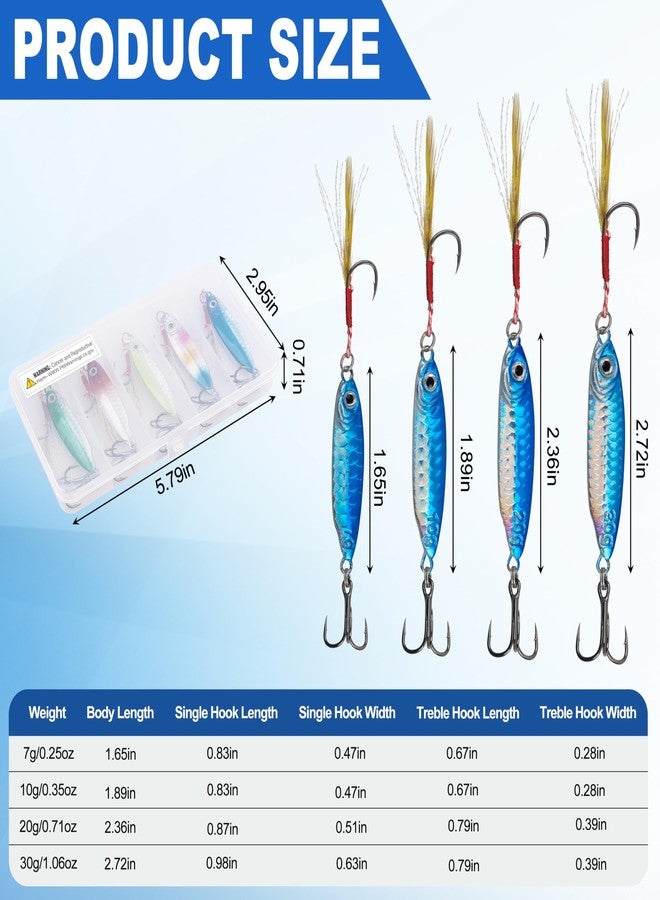 Shaddock Fishing Saltwater Jig Fishing Lures - Stripe Bass Jigs, Metal Lead Spoon Jigging Baits with Sharp Hooks for Tuna Salmon Grouper Sea, 20G - Image 3